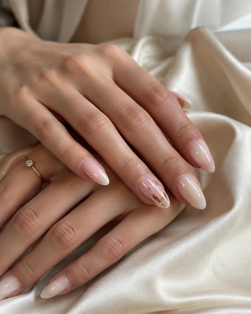 Elegant nude and blush nail art